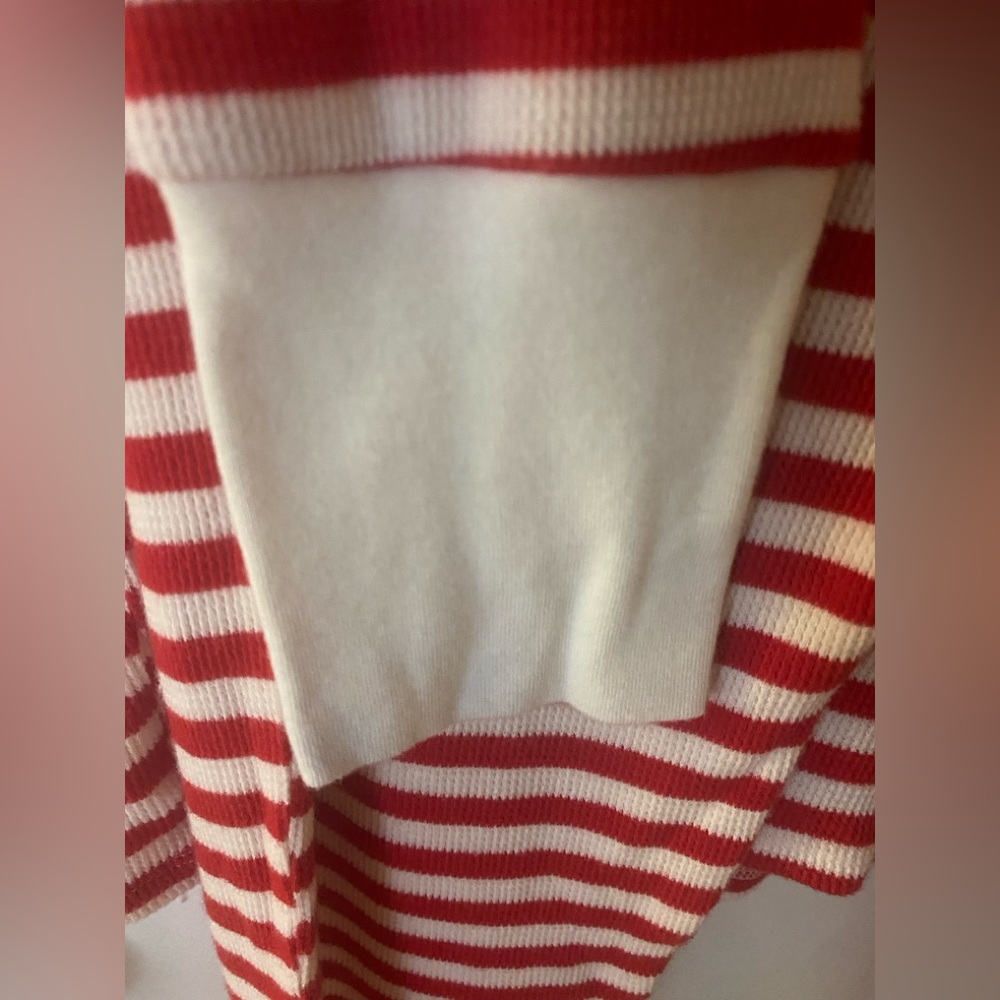Victoria Secret Long Thermal Pajama Set Red & White Candy Cane Striped - Picture 9 of 9